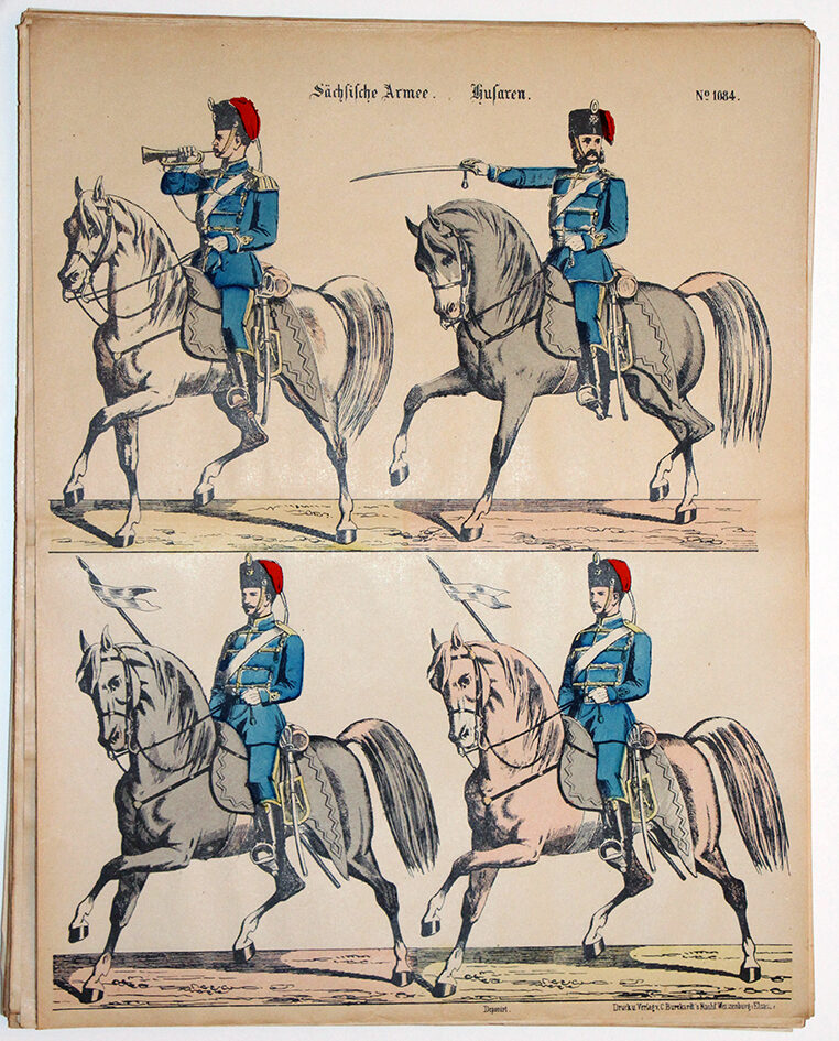 Planche imagerie Wissembourg Armée Saxe Cavalerie Hussards