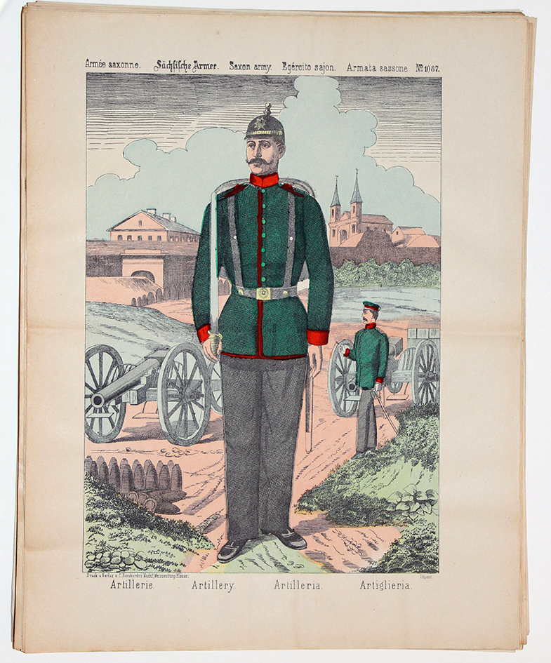 Planche imagerie Wissembourg guerre Armée Prussienne Uniforme Artillerie Saxe