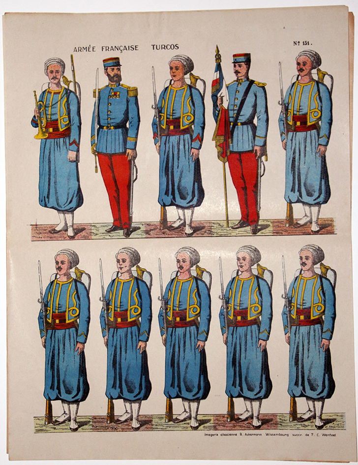 Planche imagerie Wissembourg Armée Française Infanterie Uniforme Zouaves