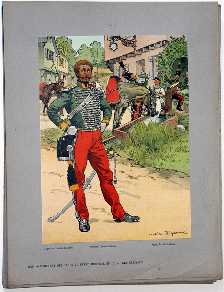 Les garnisons d'Alsace - Gravure Régamey - Chasseur à cheval 1825