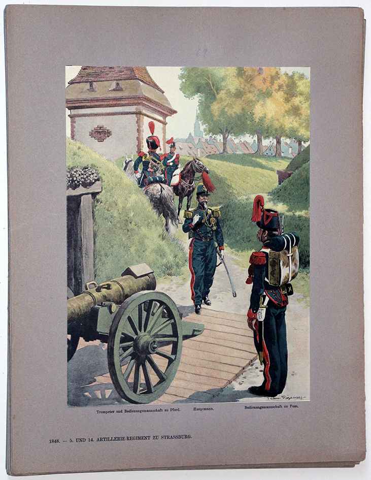 Les garnisons d'Alsace - Gravure Regamey - Artillerie Régiment 1848