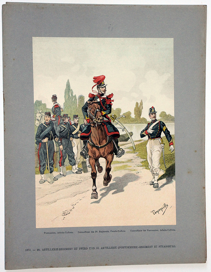 Les garnisons d'Alsace - Gravure Tanconville - Artillerie Pontonnier 1870 Strasbourg