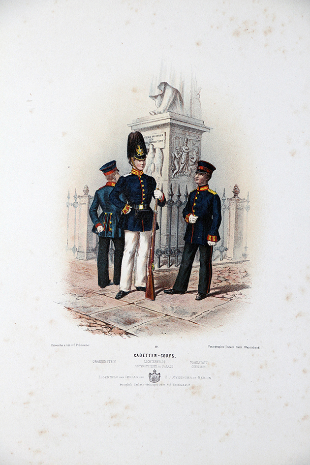 Gravure Chromolithographie XIX - Armée Prussienne - Empereur Guillaume - Uniforme