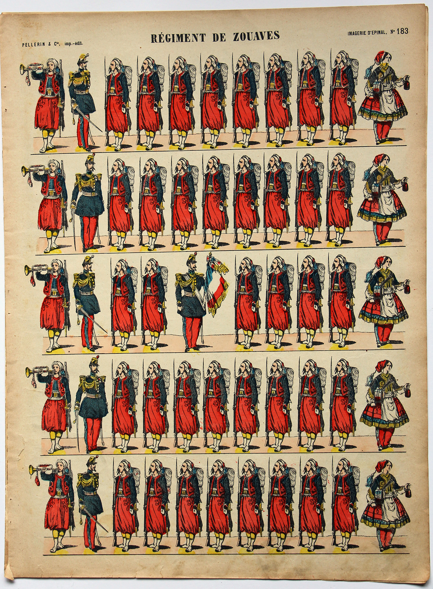 Planche imagerie Epinal - Pellerin Editeur - N°183 - Zouaves 3e République