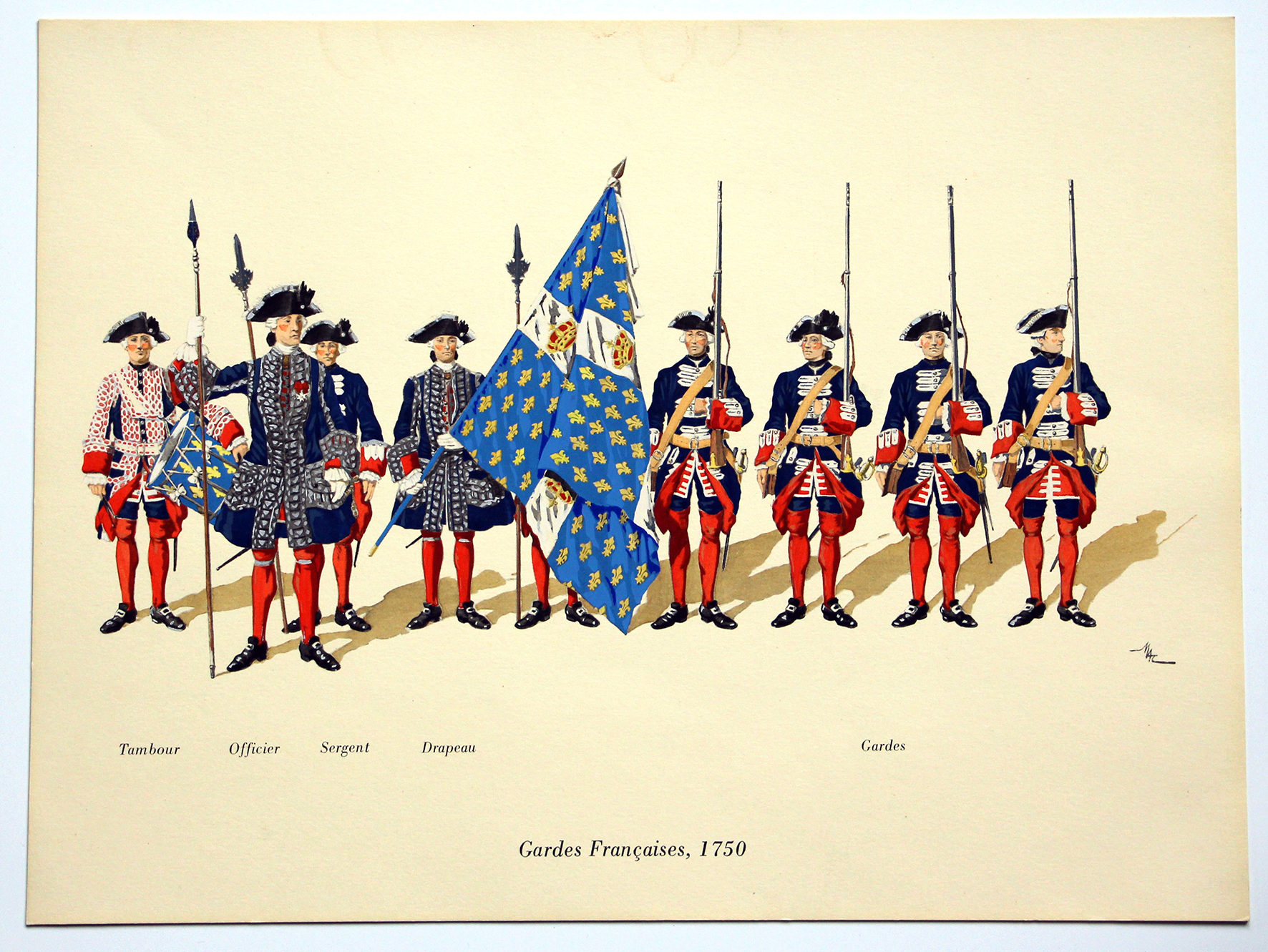 COLONEL DUGUÉ MAC Cathy - Planche Uniforme - Gardes Françaises - 1750