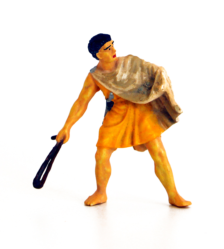 Ancienne Figurine Hausser Elastolin German plastic romain fronde