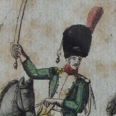 2 Gravures XIX - Troupes françaises Empire - Grenadiers à Cheval de la Garde et Chevau-légers Lanciers de la Garde - Uniforme