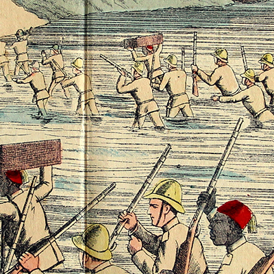 Planche imagerie Wissembourg - C.Burckardt - Assault de Saadani - Empire Allemand - Abushiri - Allemagne Colonie - Imagerie Populaire -