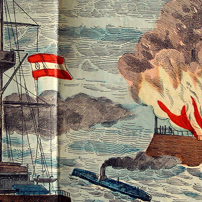 Planche imagerie Wissembourg - C.Burckardt - Bataille Navale de Manila 30 avril 1898 - Espagne - Etats-Unis - Bataille de la baie de Manille - Guerre hispano-américaine.