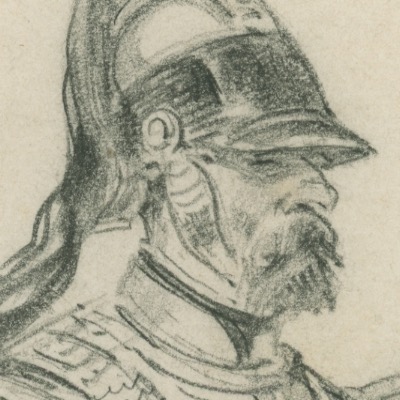 Dessin crayon rehaussé - Cavalerie - France - Cuirassier - 1843 - Monarchie de Juillet - Uniforme