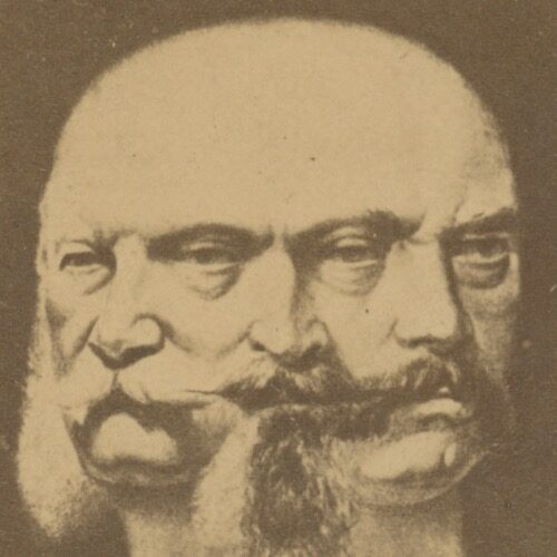 CDV - Photomontage Second Empire - Satire - Caricature - Guerre 1870 - Ems - Napoléon III - Bismarck - Guillaume 1er de Prusse -