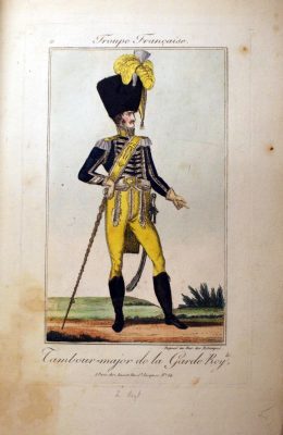 Belle Aquarelle originale - Garde Royale Restauration - Les Uniformes de la Garde Royale - Restauration - Tambour Major - 6 Régiment d'Infanterie