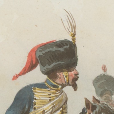 Dessin Aquarelle - Artillerie Française - Garde Impériale - Second Empire - Uniforme - Dessin Originale - Théodore Fort