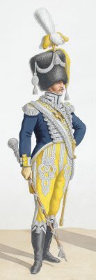Belle Aquarelle originale - Garde Royale Restauration - Les Uniformes de la Garde Royale - Restauration - Tambour Major - 6 Régiment d'Infanterie
