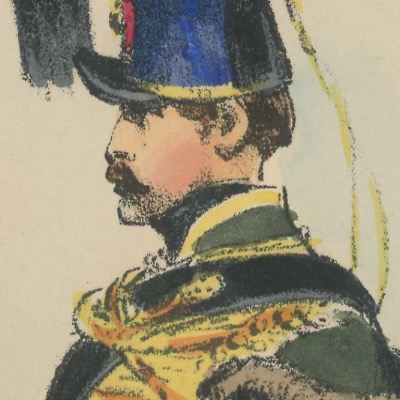 Gravure XIX - Martinet - L'armée française - Uniforme -Soldat - Monarchie de Juillet - 1830 et 1848 - Hussards 9 régiment Officier