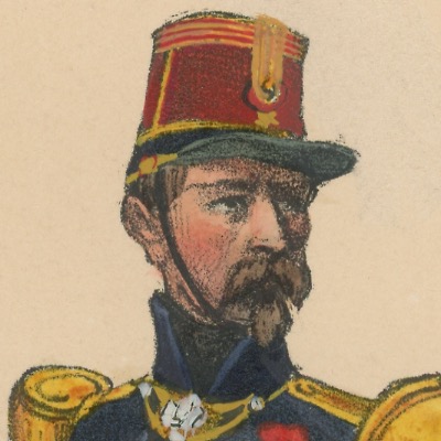 Gravure XIX - Martinet - L'armée française - Uniforme -Soldat - Monarchie de Juillet - 1830 et 1848 - Légion Etrangère Officier