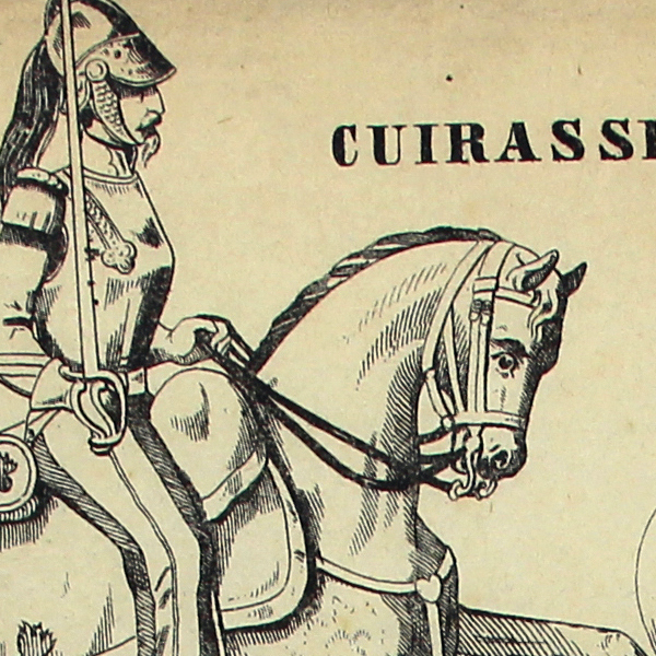 Petits soldats de papier - Feuille imagerie militaire - Ancienne gravure - Uniforme - Cuirassier - Faroti & Ohlamnn Strasbourg