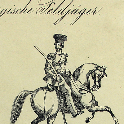 Petits soldats de papier - Feuille imagerie militaire - Ancienne gravure - Uniforme - Soldats Allemands - Wurtemberg Chasseurs à Cheval