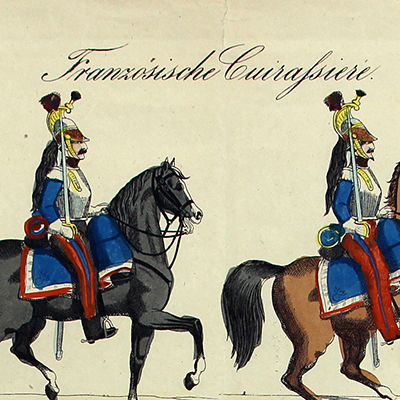 Petits soldats de papier - Feuille imagerie militaire - Ancienne gravure - Uniforme - Soldats Français - Cuirassiers