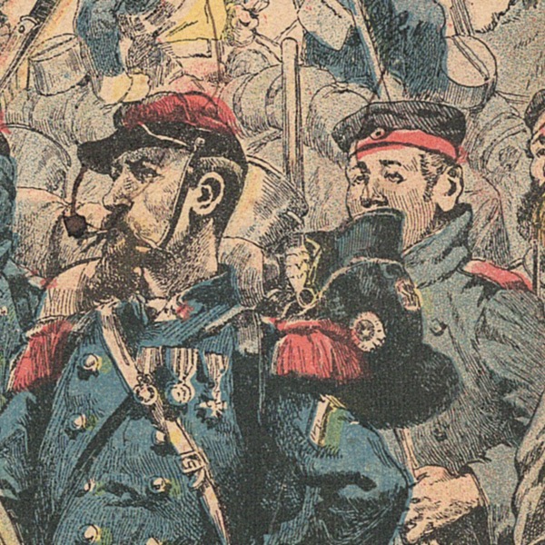 Petit Protège Cahier Scolaire Histoire de France - XIX illustration - Episodes Militaires - Illustration de JOB - Nos soldats pendant la guerre de 1870