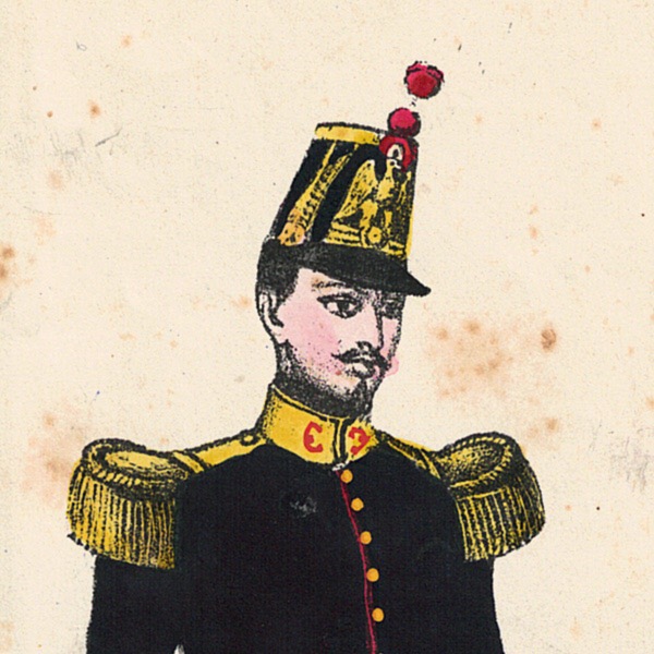 Papier à Lettre illustré - Infanterie Second Empire - Shako - Régiment de ligne - Lithographie rehaussée - Napoléon III - Souvenir Militaire - Drapeau