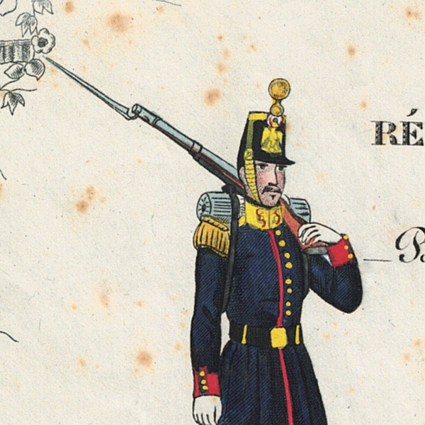 Papier à Lettre illustré - Infanterie Second Empire - Shako - Voltigeur Compagnie - Lithographie rehaussée - Napoléon III - Souvenir Militaire
