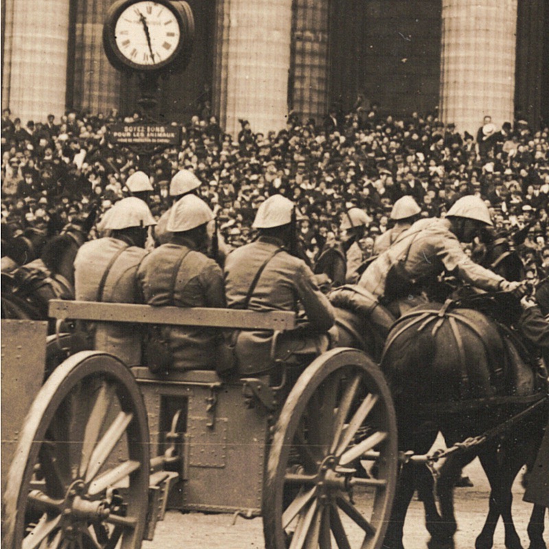 Ancienne Photographie service de presse époque - Défilé 1917 - Guerre 14/18 - Paris défilé des alliés - Arrivée de américains - Juillet 1917 - France - Russie - Angleterre - Amerique