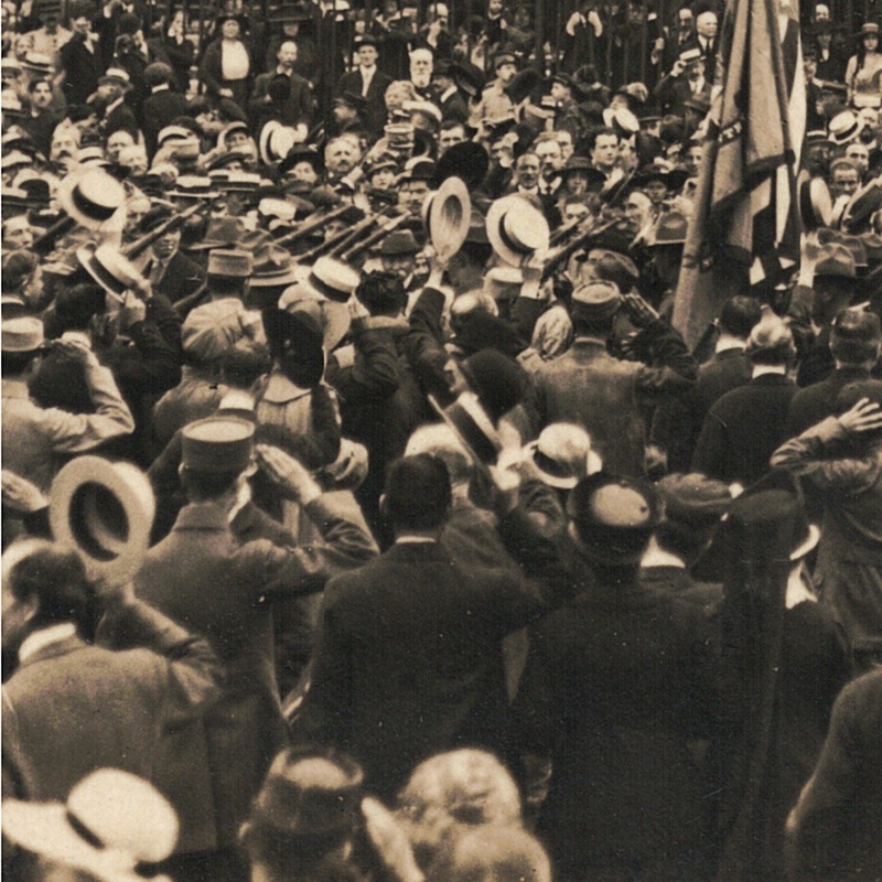 Ancienne Photographie service de presse époque - Défilé 1917 - Guerre 14/18 - Paris défilé des alliés - Arrivée de américains - Juillet 1917 - France - Russie - Angleterre - Amerique