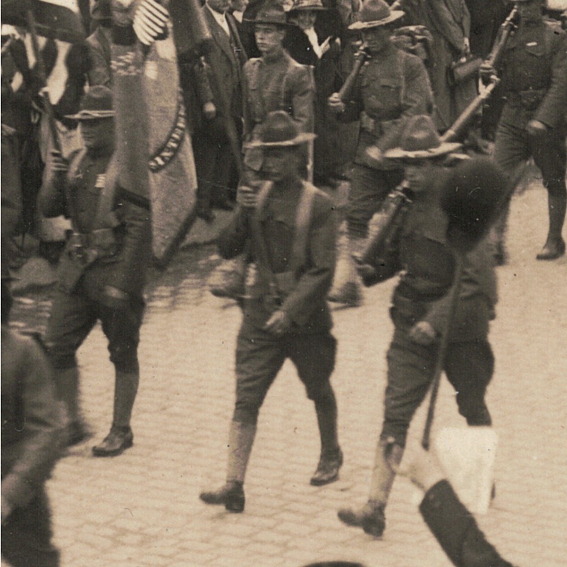 Ancienne Photographie service de presse époque - Défilé 1917 - Guerre 14/18 - Paris défilé des alliés - Arrivée de américains - Juillet 1917 - France - Russie - Angleterre - Amerique