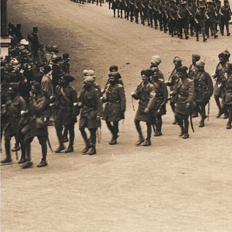 Ancienne Photographie service de presse époque - Défilé 1917 - Guerre 14/18 - Paris défilé des alliés - Arrivée de américains - Juillet 1917 - France - Russie - Angleterre - Amerique