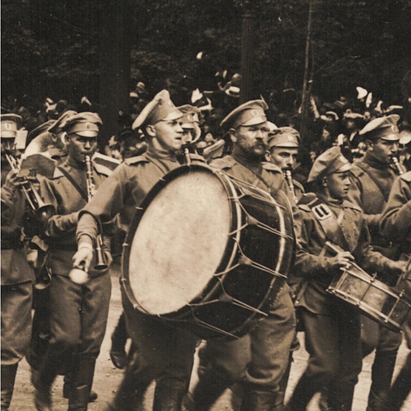 Ancienne Photographie service de presse époque - Défilé 1917 - Guerre 14/18 - Paris défilé des alliés - Arrivée de américains - Juillet 1917 - France - Russie - Angleterre - Amerique