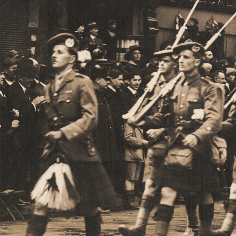 Ancienne Photographie service de presse époque - Défilé 1917 - Guerre 14/18 - Paris défilé des alliés - Arrivée de américains - Juillet 1917 - France - Russie - Angleterre - Amerique