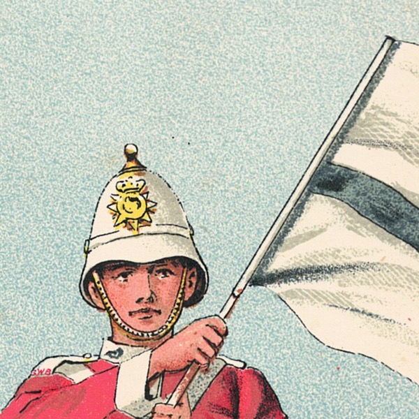 Gravure Chromolithographie XIX - Uniforme 1893 - Angleterre - Richard Simkin - Armée Anglaise - The South Wales Borderers - 24th - Campagne Militaire