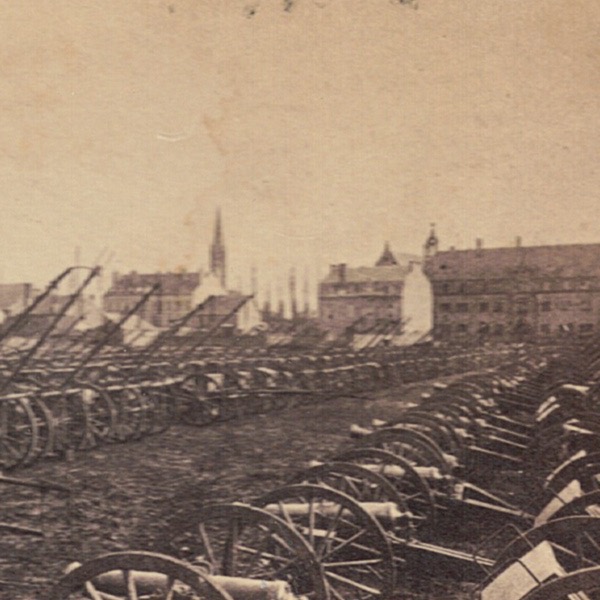Photo Stéréoscopique - Uniforme - Second Empire - Sedan - Bataille - Cannons pris par l'ennemie - Guerre 1870 - Capitulation