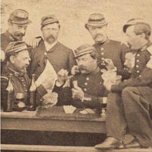 CDV Soldat Français - Armée Infanterie - Uniforme - Second Empire - Campement - 5ème Régiment de ligne - Jeu de cartes