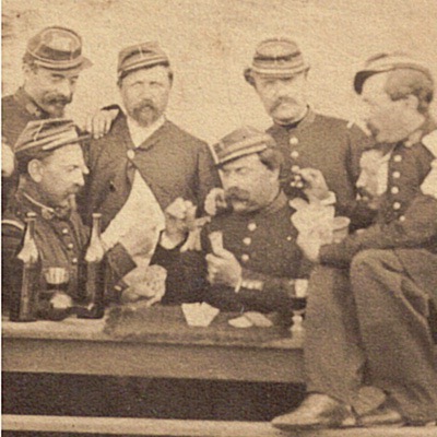CDV Soldat Français - Armée Infanterie - Uniforme - Second Empire - Campement - 5ème Régiment de ligne - Jeu de cartes